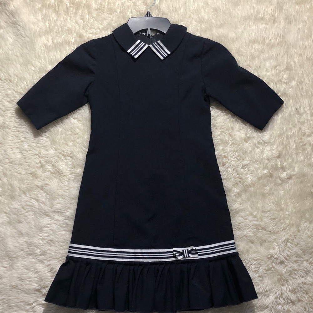 Novelli navy blue pleated A-line dresses for girls.